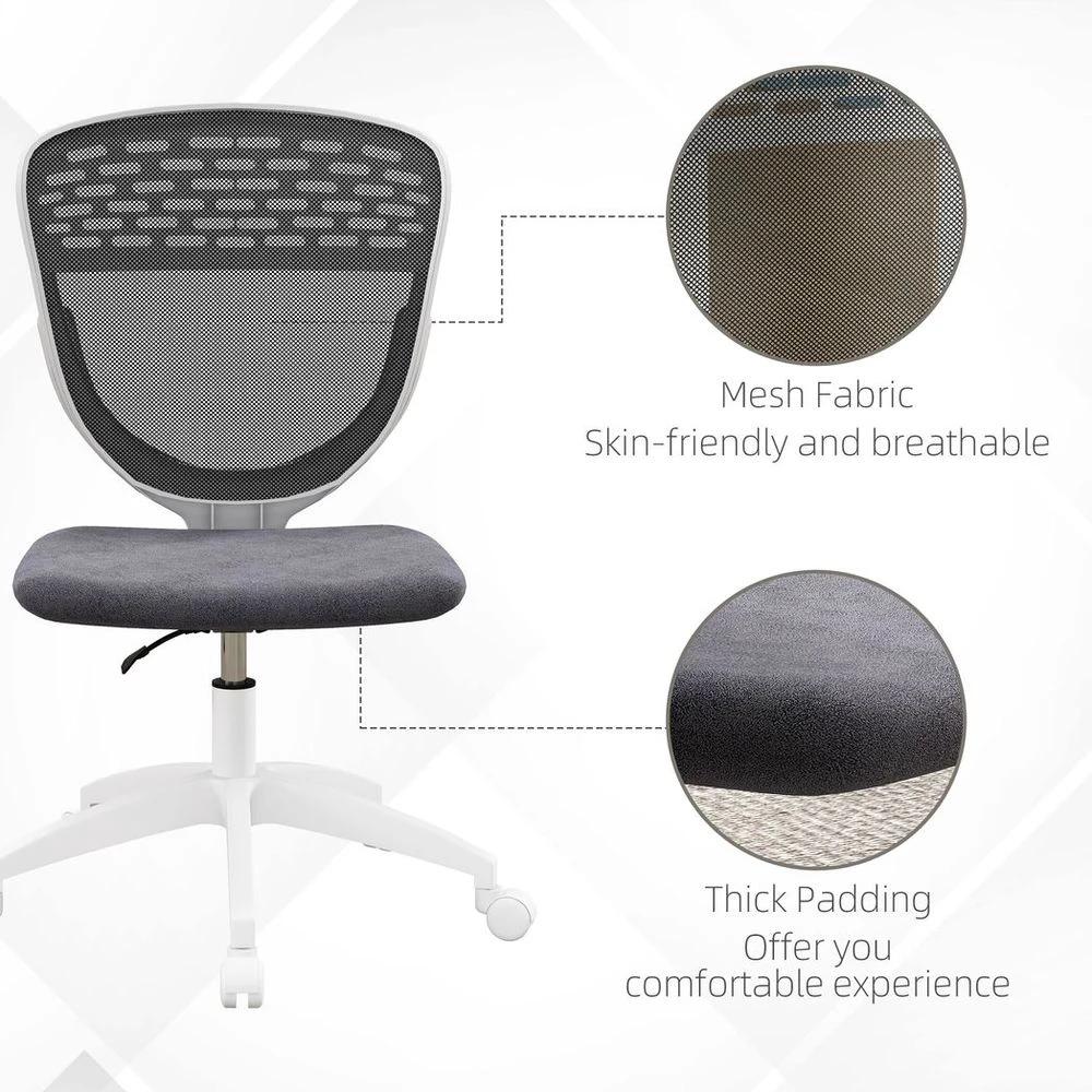 Vinsetto Desk Chair, Height Adjustable Mesh Office Chair with Wheels, Grey by Vinsetto
