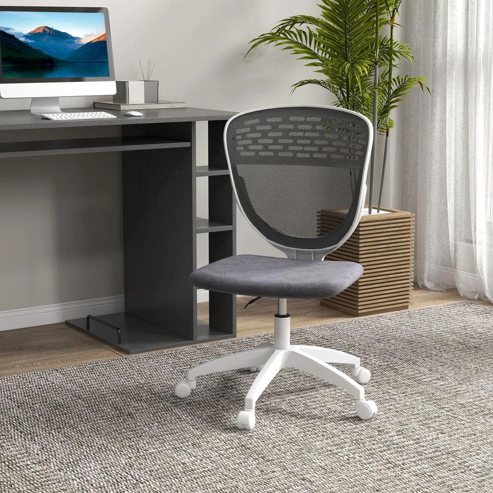 Vinsetto Desk Chair, Height Adjustable Mesh Office Chair with Wheels, Grey by Vinsetto