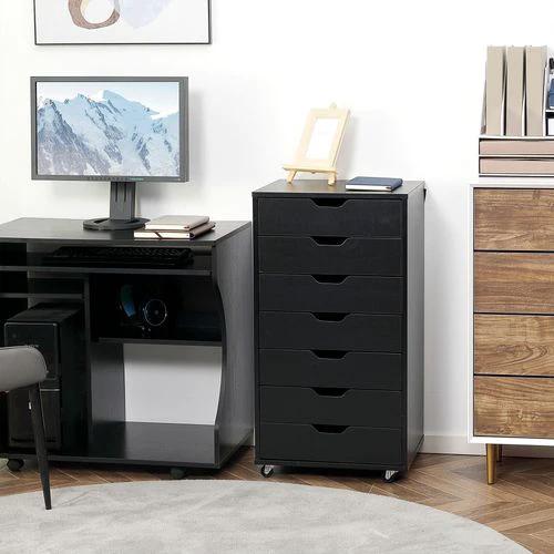 Vinsetto Vinsetto Mobile Filing Cabinet, 7-drawer File Cabinet with Wheels - Filing Cabinet