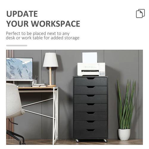 Vinsetto Vinsetto Mobile Filing Cabinet, 7-drawer File Cabinet with Wheels - Filing Cabinet