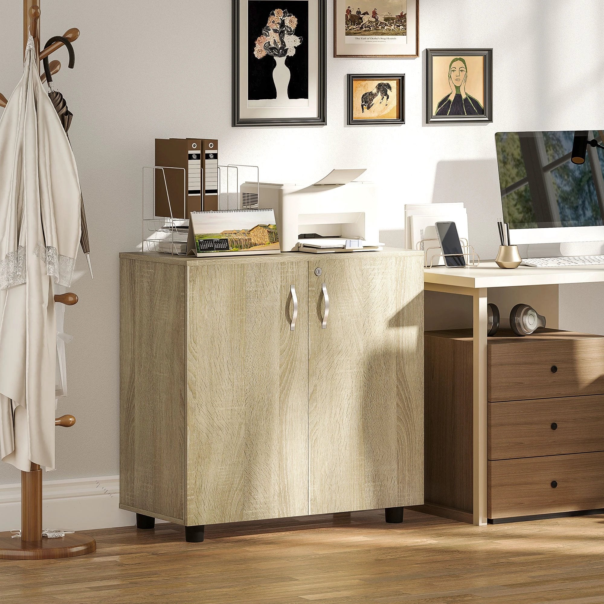 Vinsetto 2-Tier Locking Filing Cabinet Office Storage Cabinet by Vinsetto