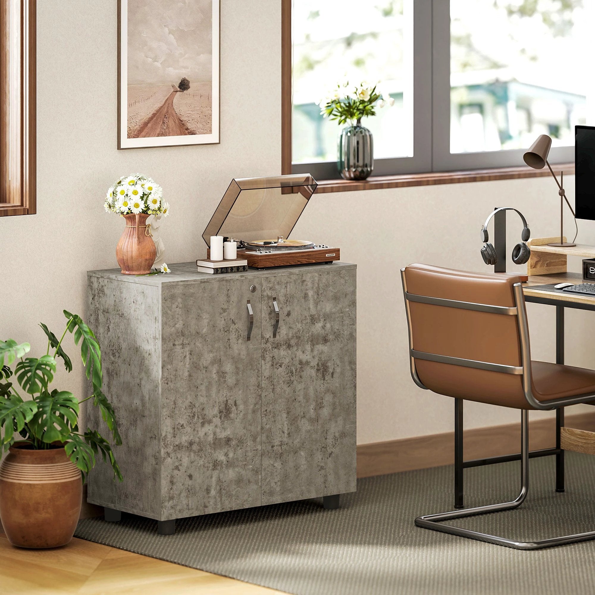 Vinsetto 2-Tier Locking Filing Cabinet Office Storage Cabinet by Vinsetto
