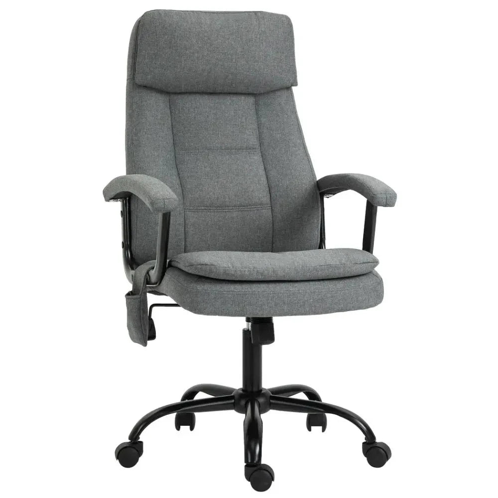 Vinsetto 2-Point Massage Office Chair Linen-Look Fabric Adjustable Height Chair Grey - Office Chair