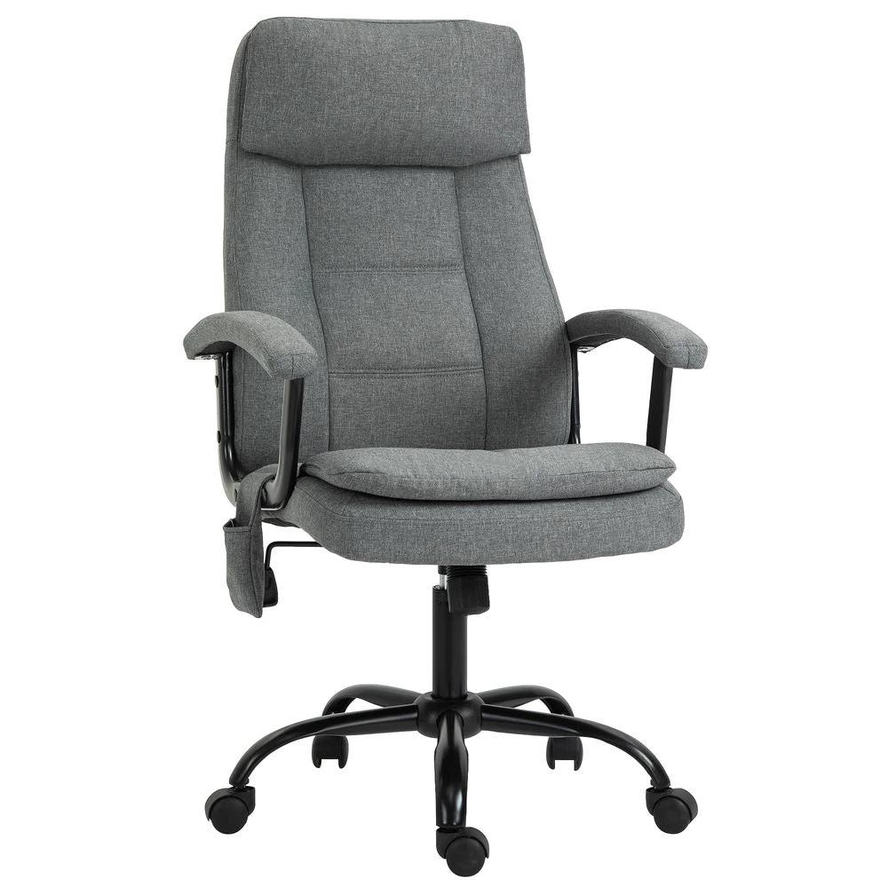 Vinsetto 2-Point Massage Office Chair Linen-Look Fabric Adjustable Height Chair Grey - Office Chair