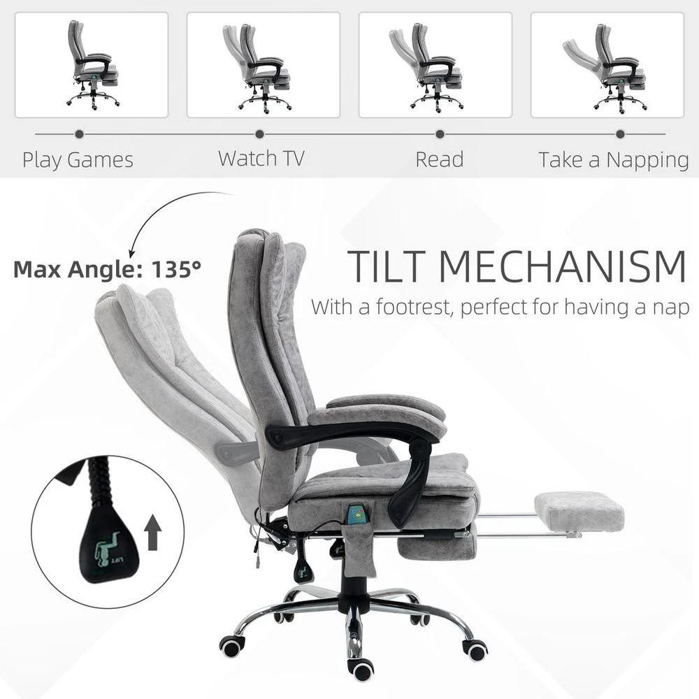 Vinsetto 6-Point Vibrating Massage Office Chair w/ Microfibre Upholstery Arms Grey - Office Chair