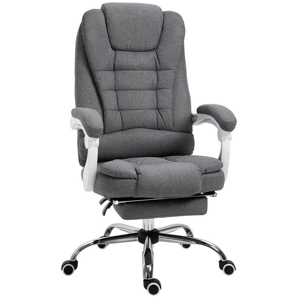 Computer Office Chair Home Swivel Task Recliner w/ Footrest, Arm, Grey by Vinsetto