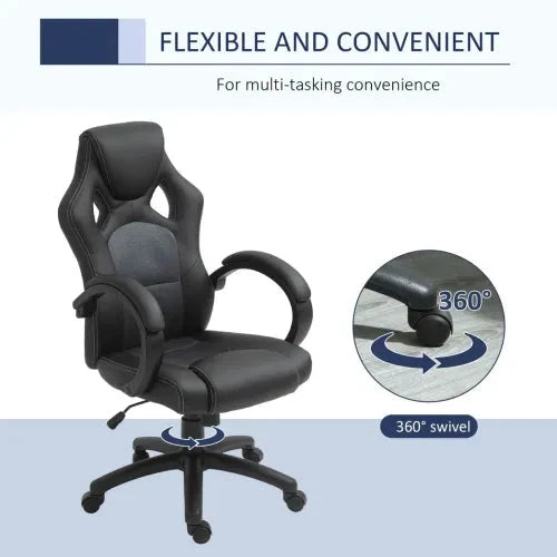 Vinsetto Executive Racing Swivel Gaming Office Chair PU Leather Computer Desk Chair Grey - Office Chair