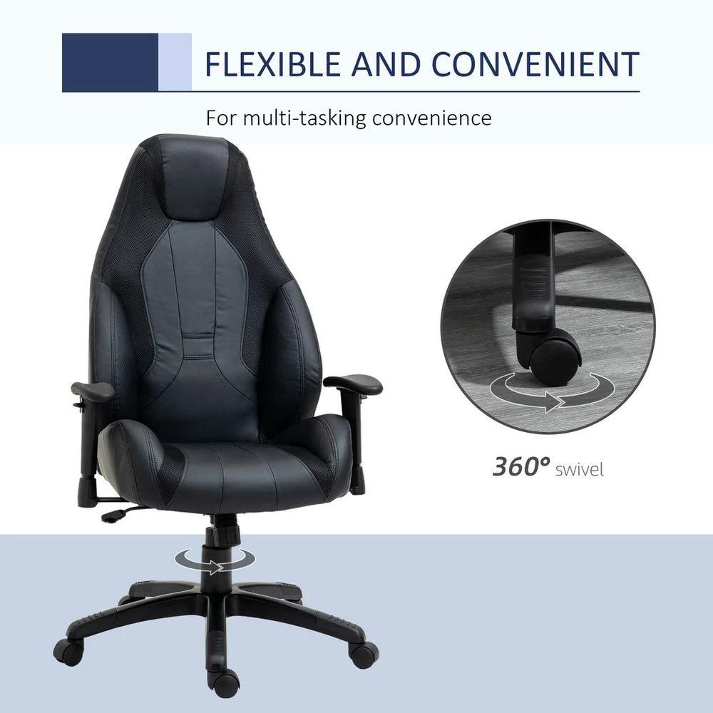 High Back Executive Office Chair Gaming Recliner w/ Footrest, Black by Vinsetto