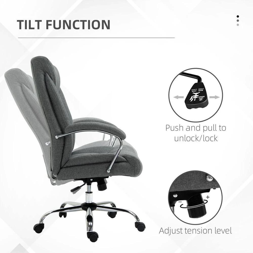 High Back Home Office Chair Computer Desk Chair w/ Arm, Swivel Wheels, Grey by Vinsetto