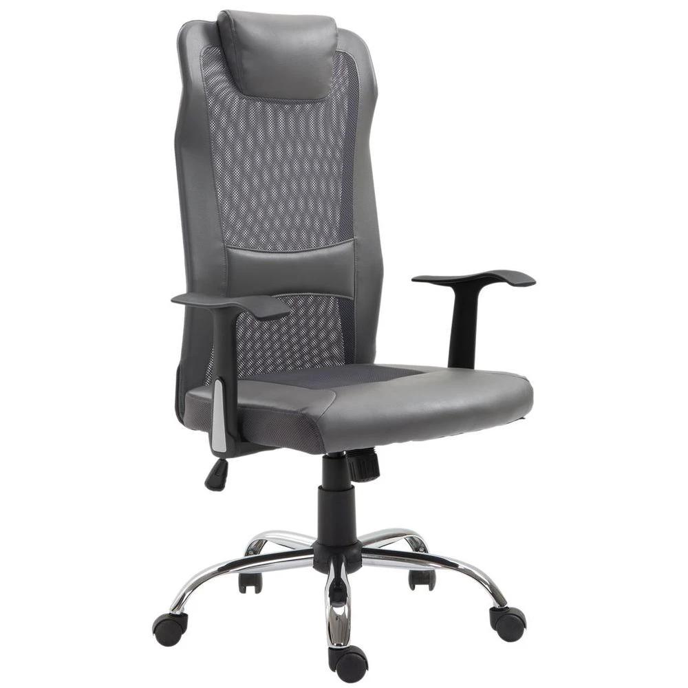 Vinsetto High Back Mesh Office Chair Swivel Chair w/ Headrest Armrests Grey - Office Chair