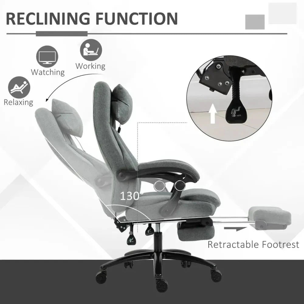 Massage Office Chair with 2-Point Vibration Pillow USB Power 360 Swivel Wheels by Vinsetto
