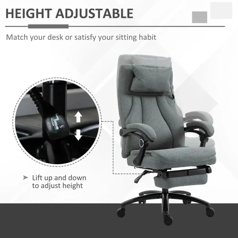 Massage Office Chair with 2-Point Vibration Pillow USB Power 360 Swivel Wheels by Vinsetto