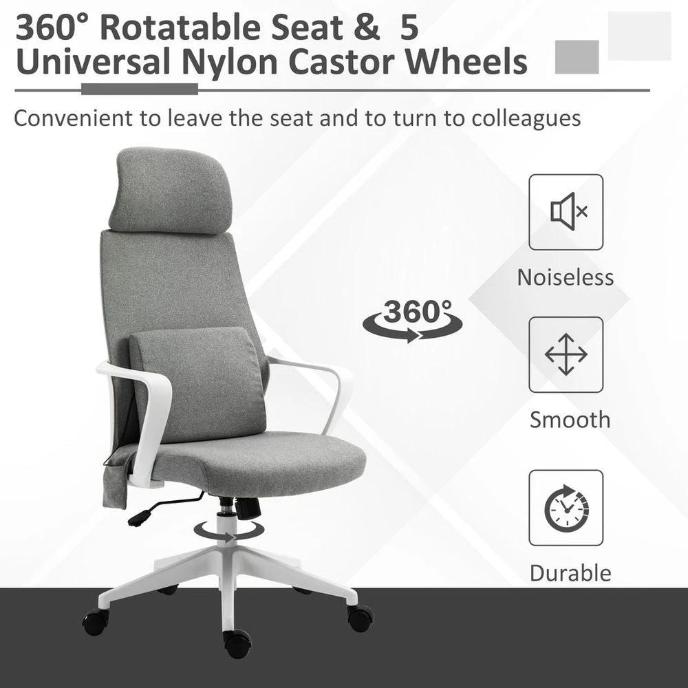 Massage Office Chair with 2 Points Lumbar Support Adjustable Height by Vinsetto