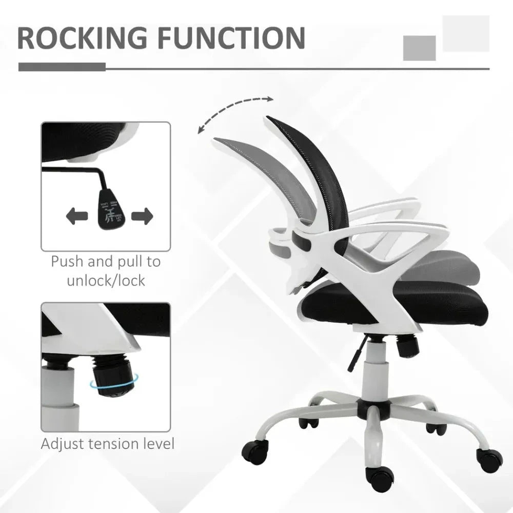 Mesh Home Office Chair Swivel Desk Task PC Chair w/ Lumbar Support, Arm, Black by Vinsetto