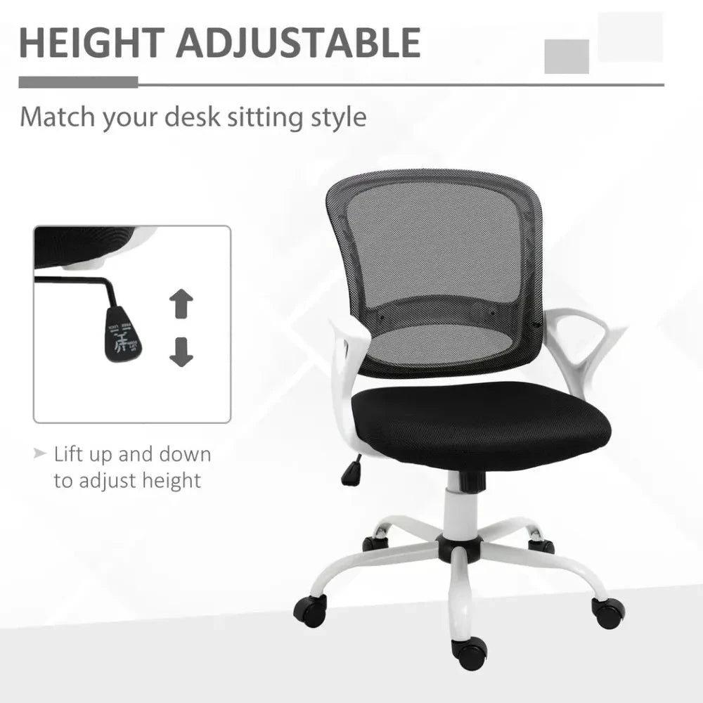 Mesh Home Office Chair Swivel Desk Task PC Chair w/ Lumbar Support, Arm, Black by Vinsetto