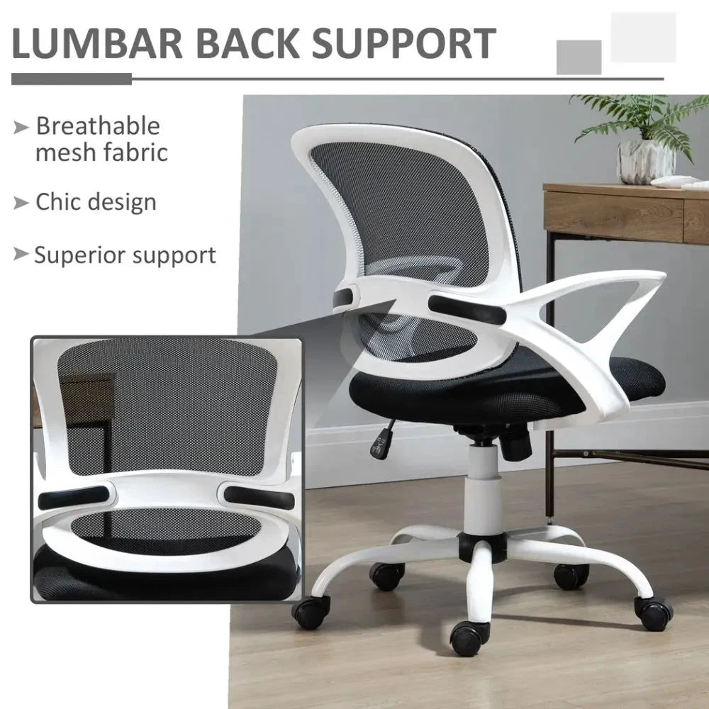 Mesh Home Office Chair Swivel Desk Task PC Chair w/ Lumbar Support, Arm, Black by Vinsetto