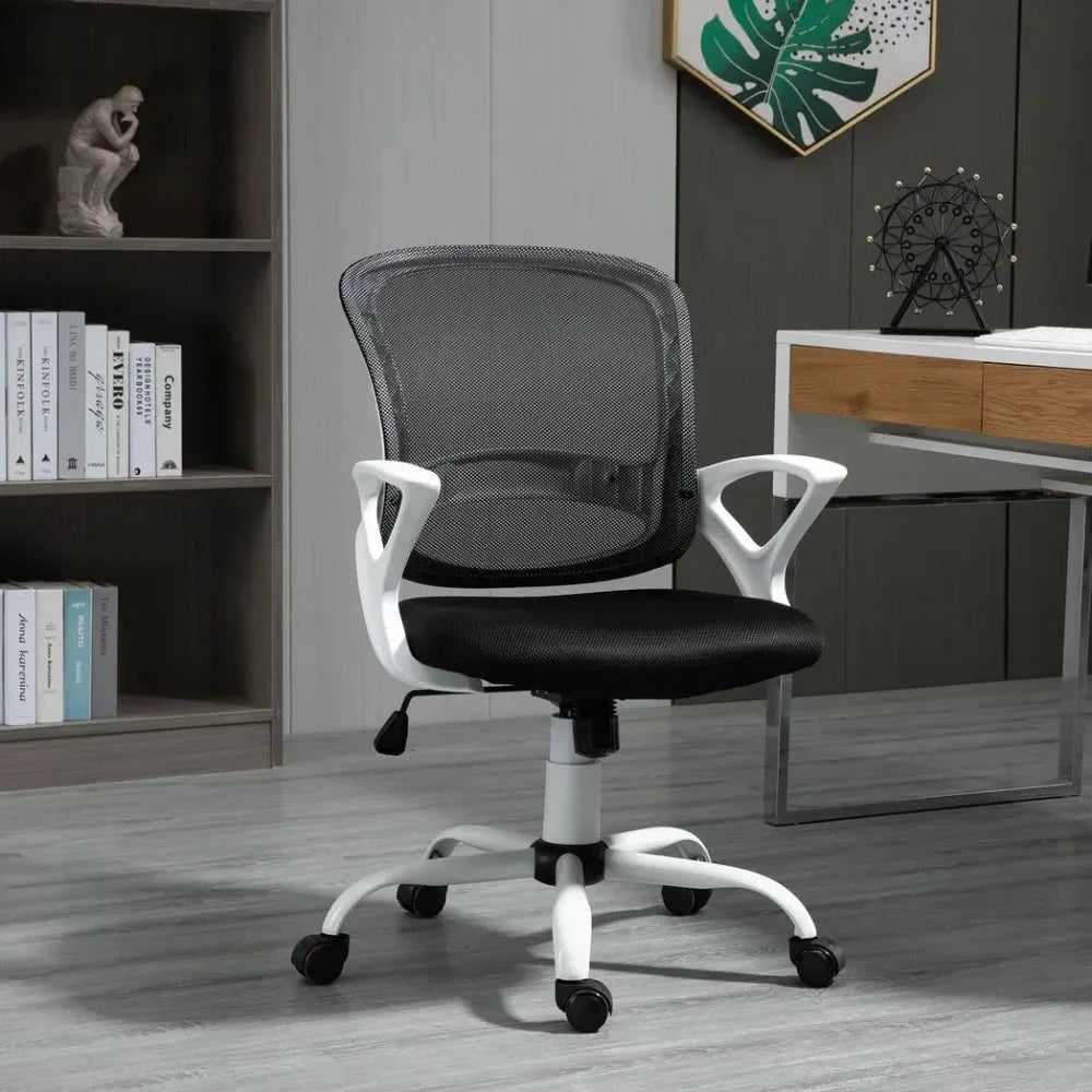 Mesh Home Office Chair Swivel Desk Task PC Chair w/ Lumbar Support, Arm, Black by Vinsetto