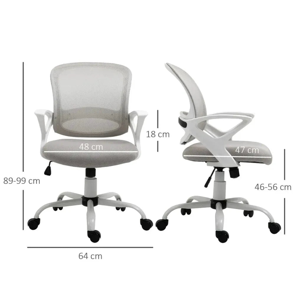 Vinsetto Mesh Home Office Chair Swivel Desk Task PC Chair w/ Lumbar Support, Arm, Grey - Office Chair