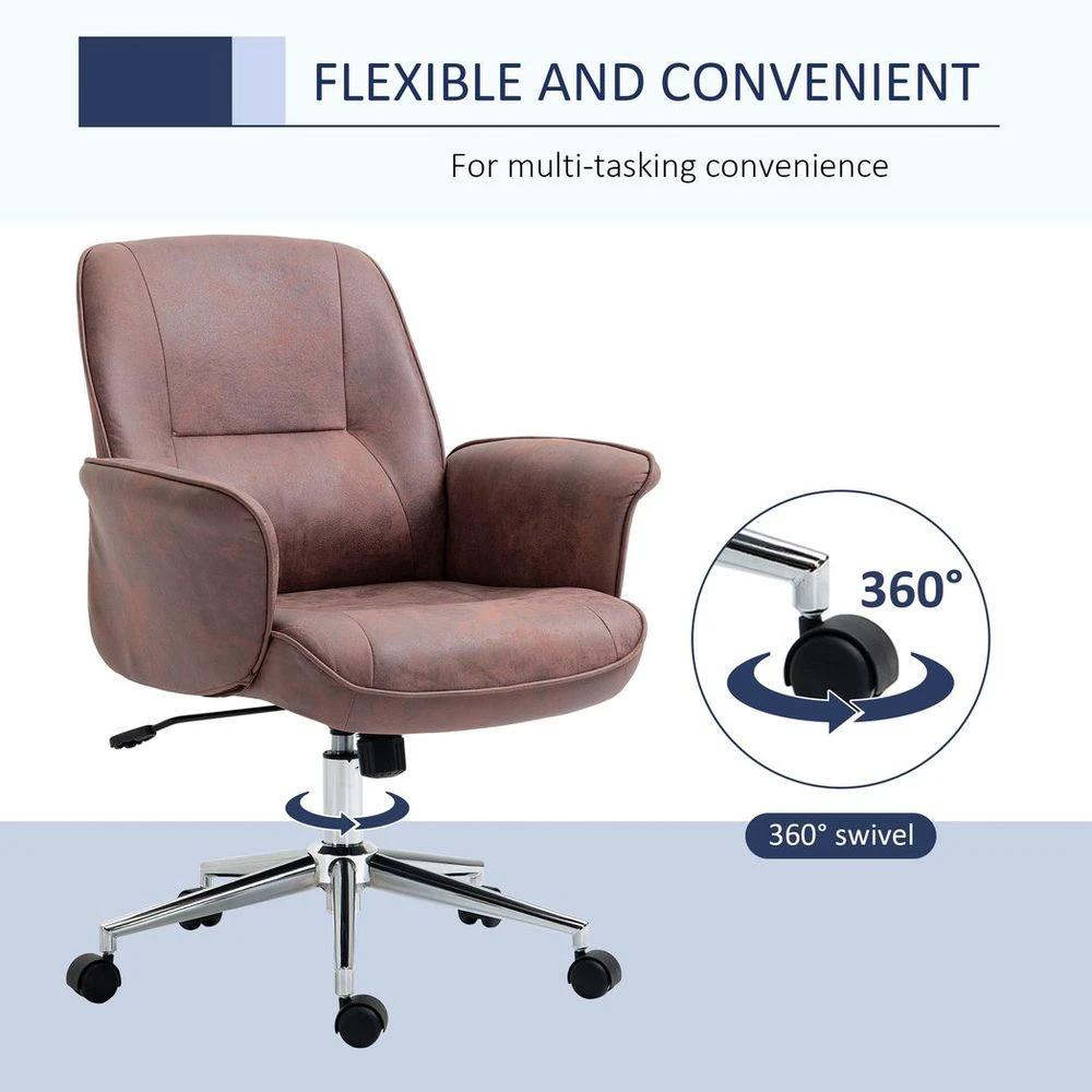 Vinsetto Microfibre Office Chair Desk Chair with Swivel Wheels Tilt Function, Red - Office Chair