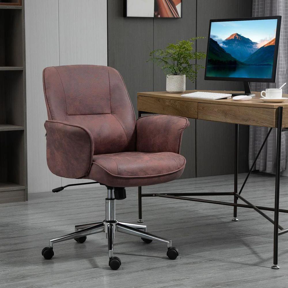 Vinsetto Microfibre Office Chair Desk Chair with Swivel Wheels Tilt Function, Red - Office Chair