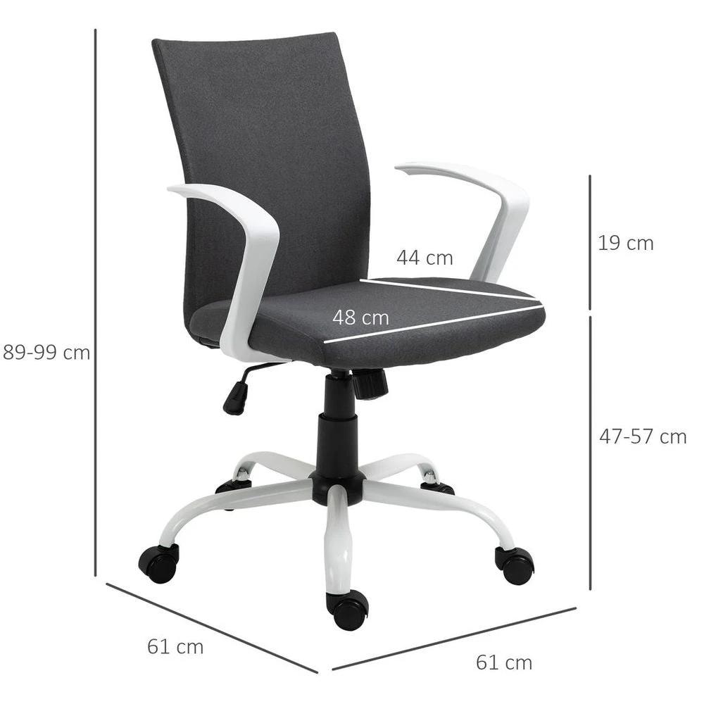 Vinsetto Office Chair Linen Swivel Computer Desk Chair Home Study Task Chair, Dark Grey - Office Chair