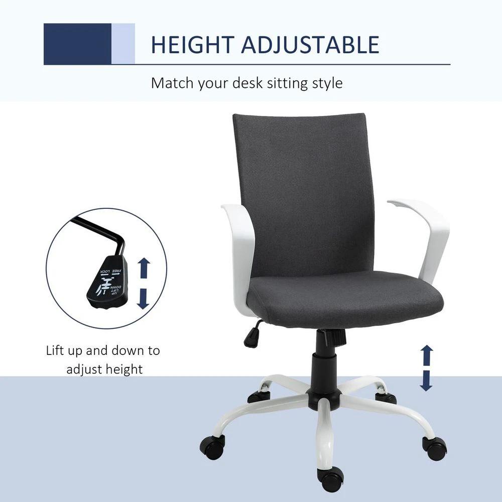 Vinsetto Office Chair Linen Swivel Computer Desk Chair Home Study Task Chair, Dark Grey - Office Chair
