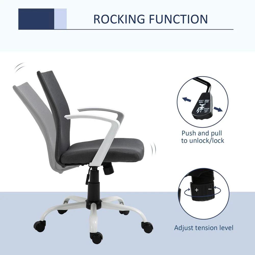 Vinsetto Office Chair Linen Swivel Computer Desk Chair Home Study Task Chair, Dark Grey - Office Chair