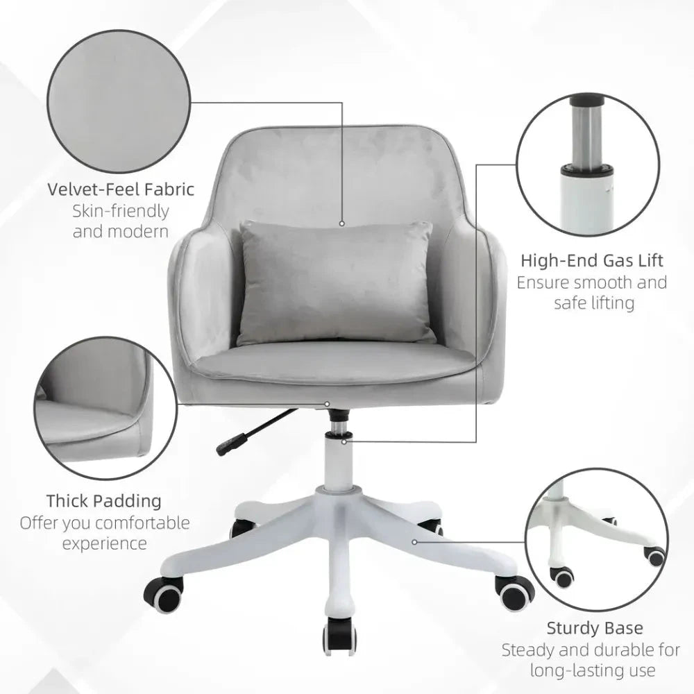 Office Chair with Rechargeable Electric Vibration Massage Lumbar Pillow, Wheels by Vinsetto