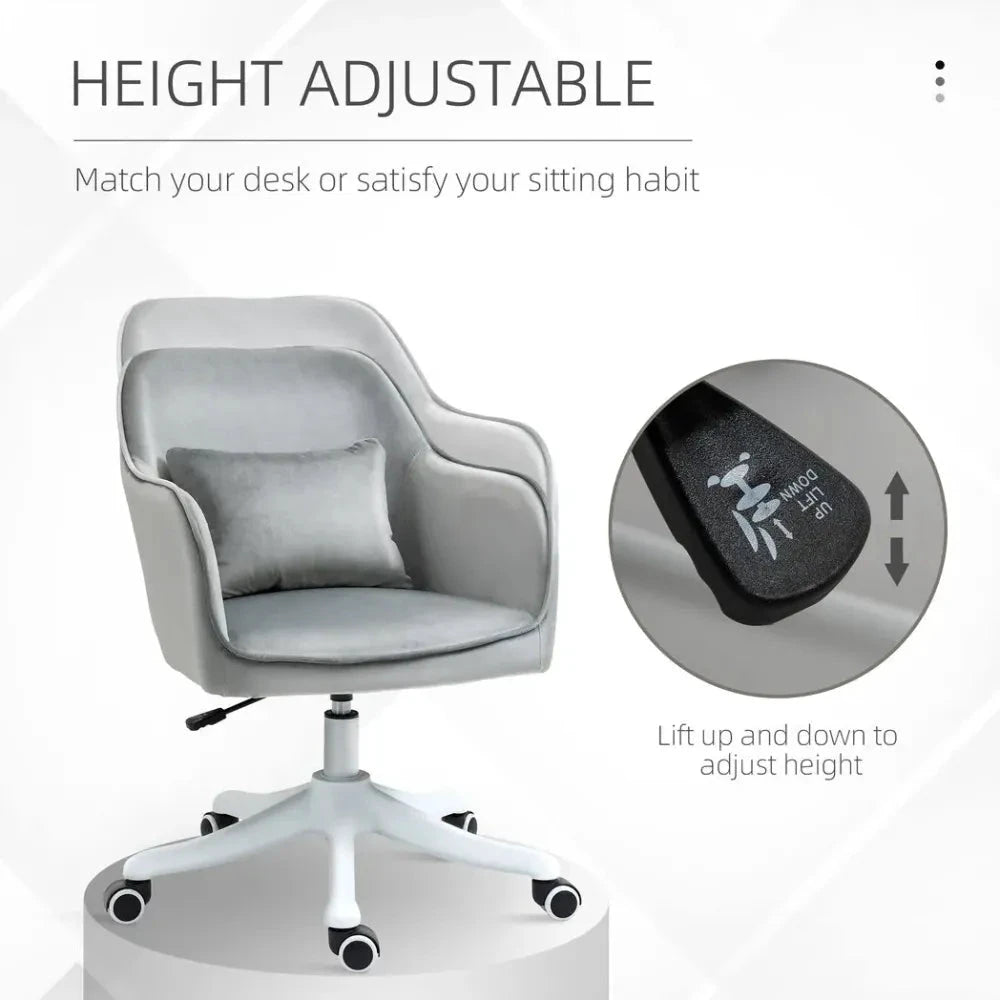 Office Chair with Rechargeable Electric Vibration Massage Lumbar Pillow, Wheels by Vinsetto