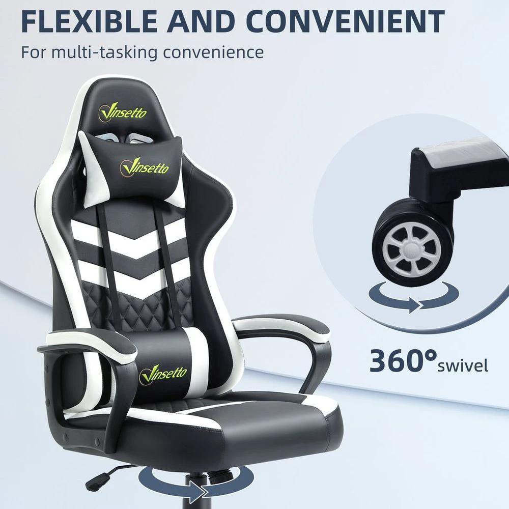 Vinsetto Racing Gaming Chair w/ Lumbar Support, Gamer Office Chair, Black White - Office Chair