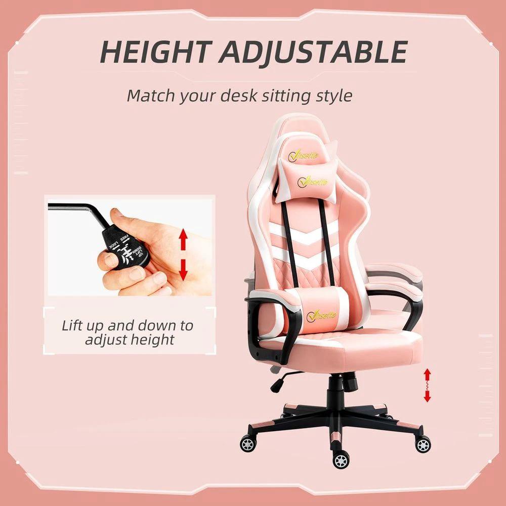 Racing Gaming Chair w/ Lumbar Support, Gamer Office Chair, Pink by Vinsetto