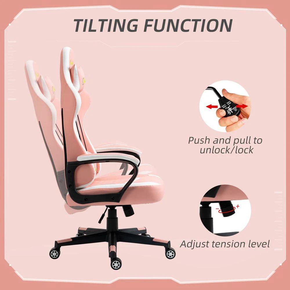 Racing Gaming Chair w/ Lumbar Support, Gamer Office Chair, Pink by Vinsetto