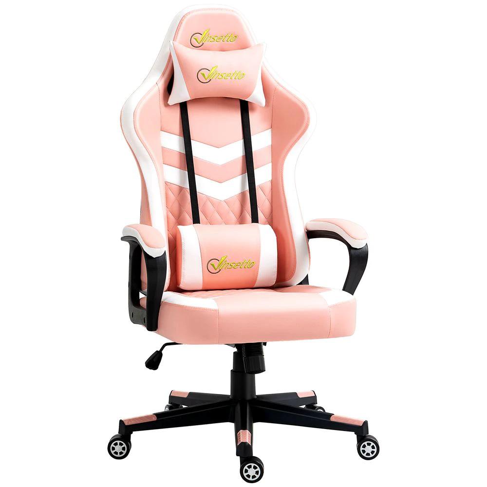 Racing Gaming Chair w/ Lumbar Support, Gamer Office Chair, Pink by Vinsetto