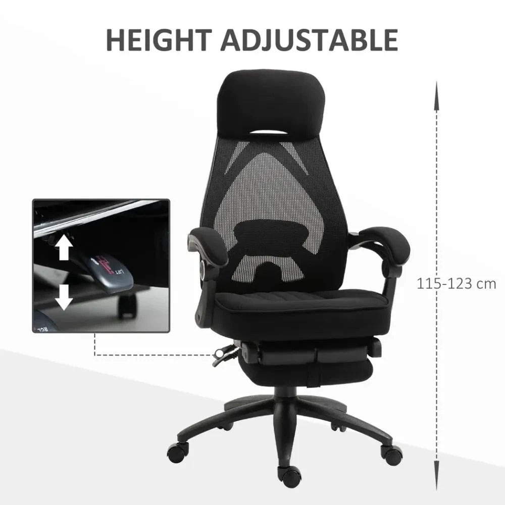 Swivel Office Chair Recliner Lunch Break Chair Adjustable Height w/ Footrest by Vinsetto