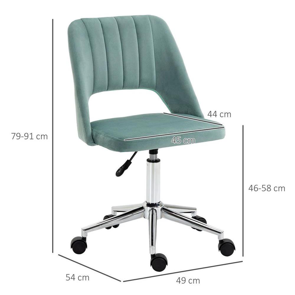Swivel Office Chair Velvet Fabric Scallop Shape Computer Desk Chair Green by Vinsetto