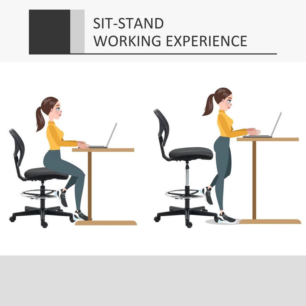 Vinsetto Vinsetto Draughtsman Chair Tall Office Chair w/ Adjustable Footrest Ring Black - Office Chair