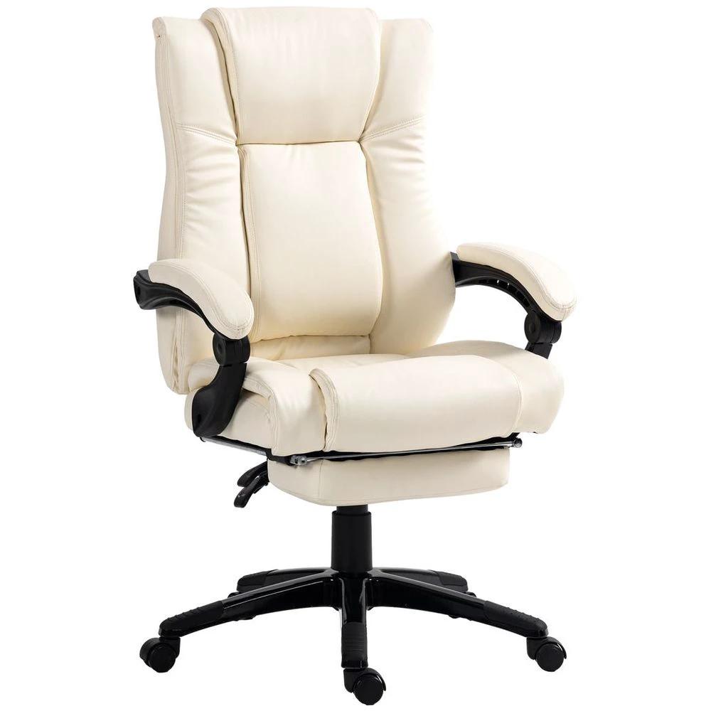 Vinsetto Executive Home Office Chair High Back Recliner, with Foot Rest, Cream by Vinsetto