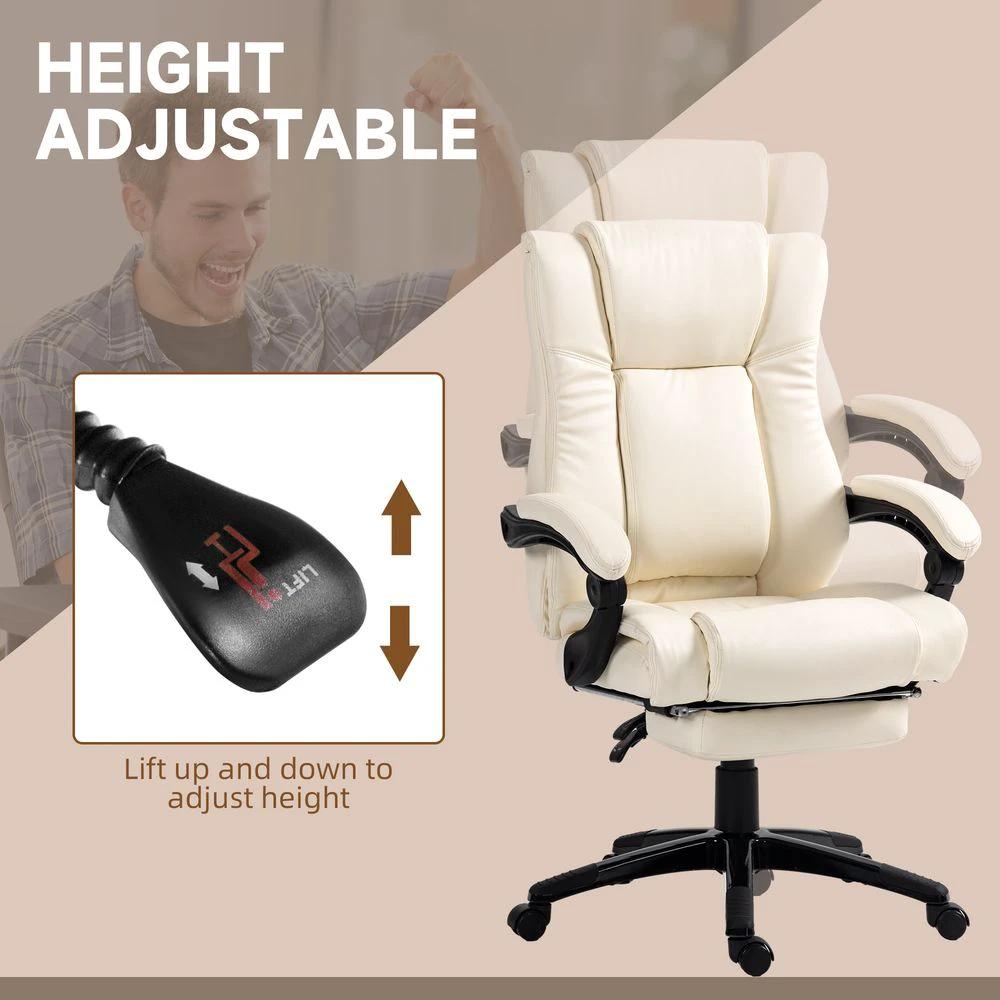 Vinsetto Vinsetto Executive Home Office Chair High Back Recliner, with Foot Rest, Cream - Office Chair