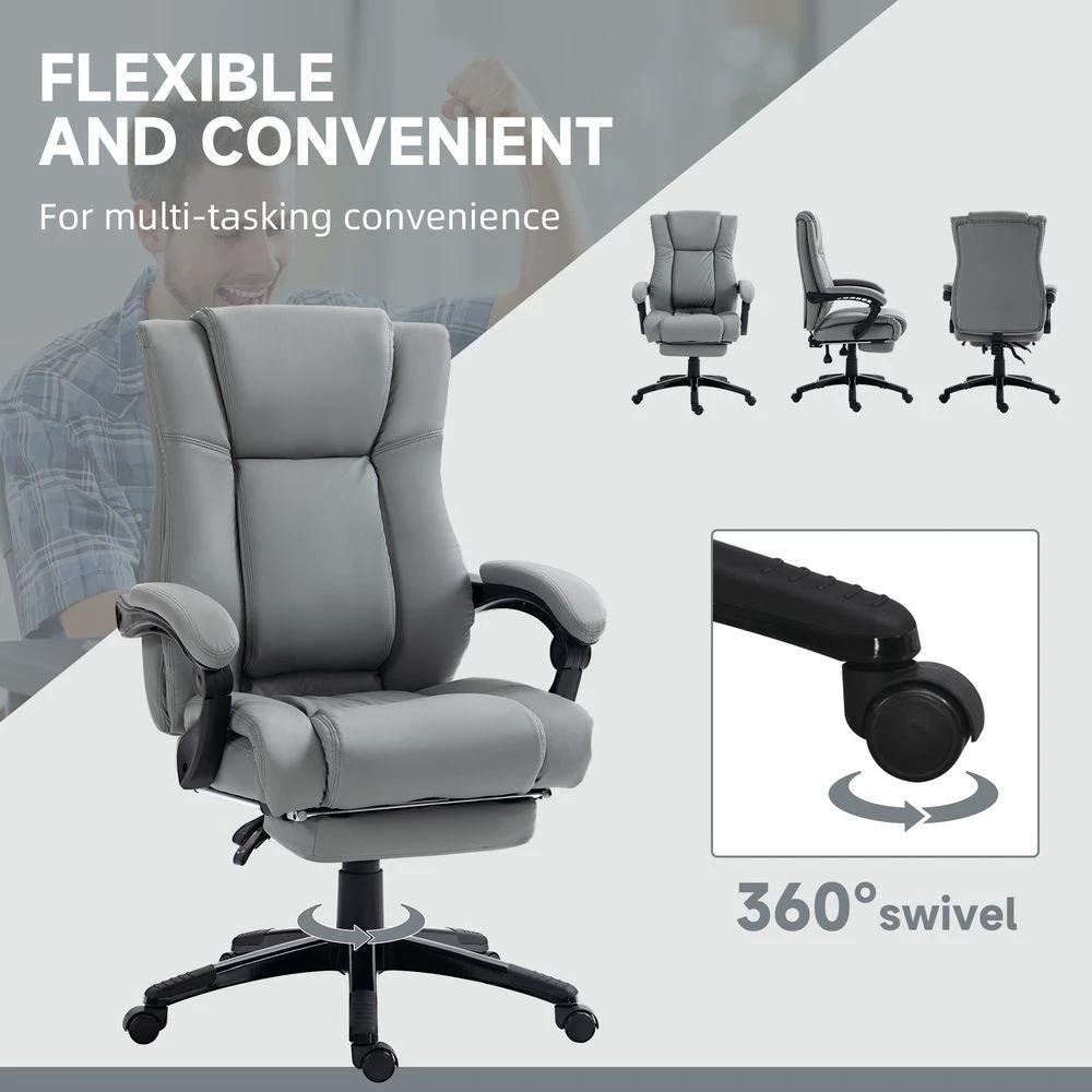 Vinsetto Executive Home Office Chair High Back Recliner, with Foot Rest, Grey by Vinsetto