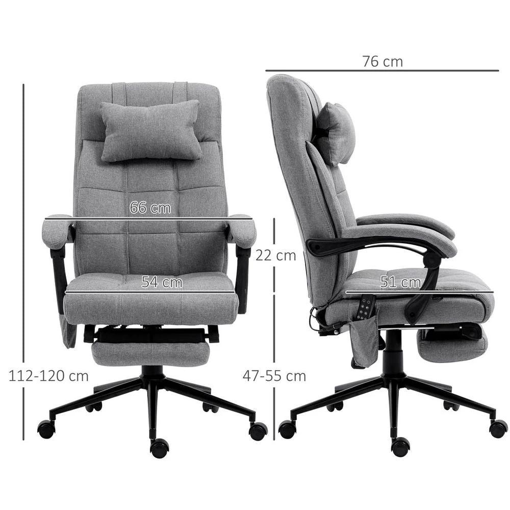 Vinsetto Vinsetto Fabric Vibration Massage Office Chair with Heat, Head Pillow, Grey - Office Chair