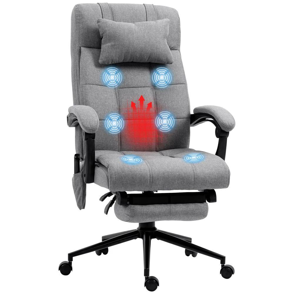 Vinsetto Vinsetto Fabric Vibration Massage Office Chair with Heat, Head Pillow, Grey - Office Chair
