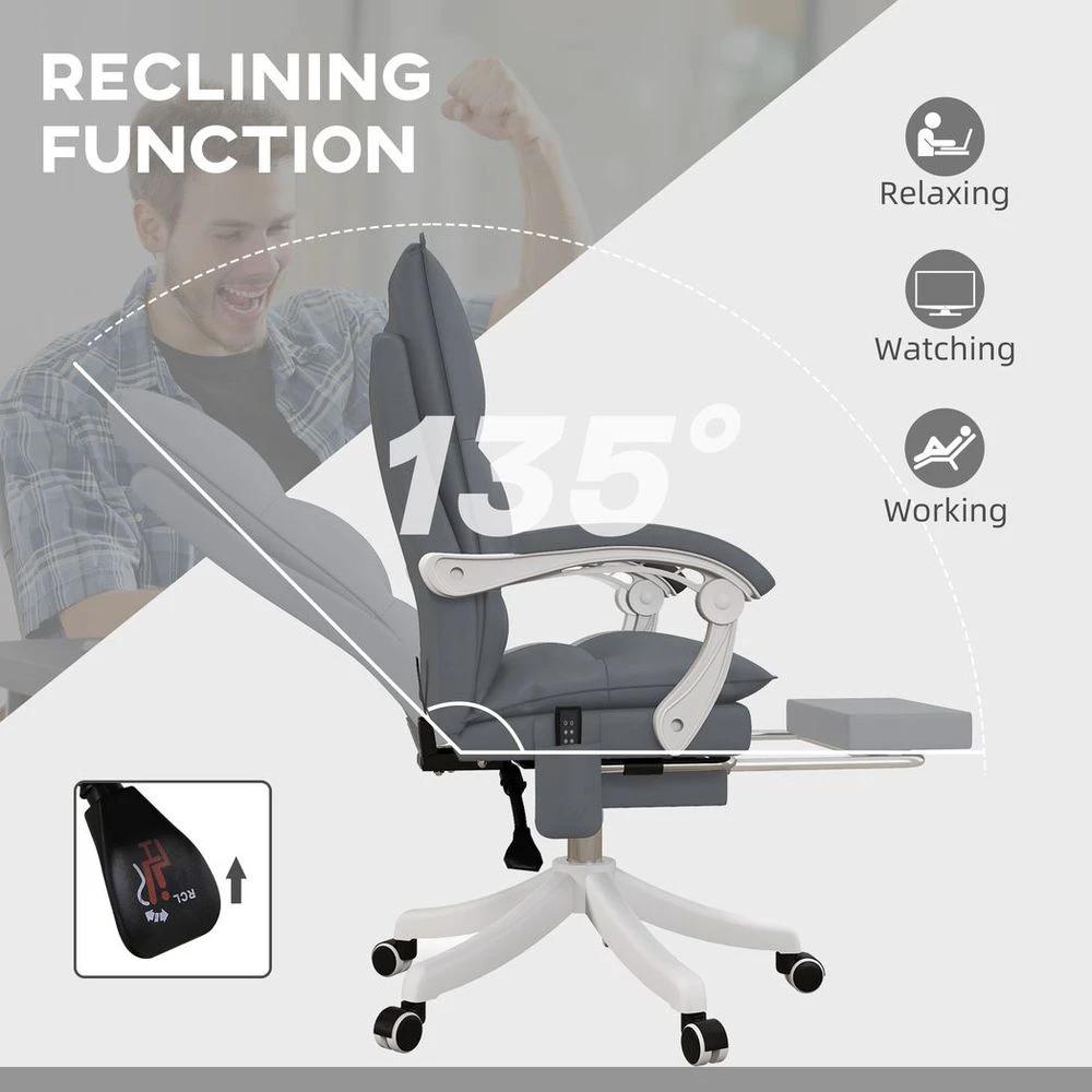 Vinsetto Vinsetto Faux Leather Vibration Massage Office Chair with Heat, Footrest, Grey - Office Chair