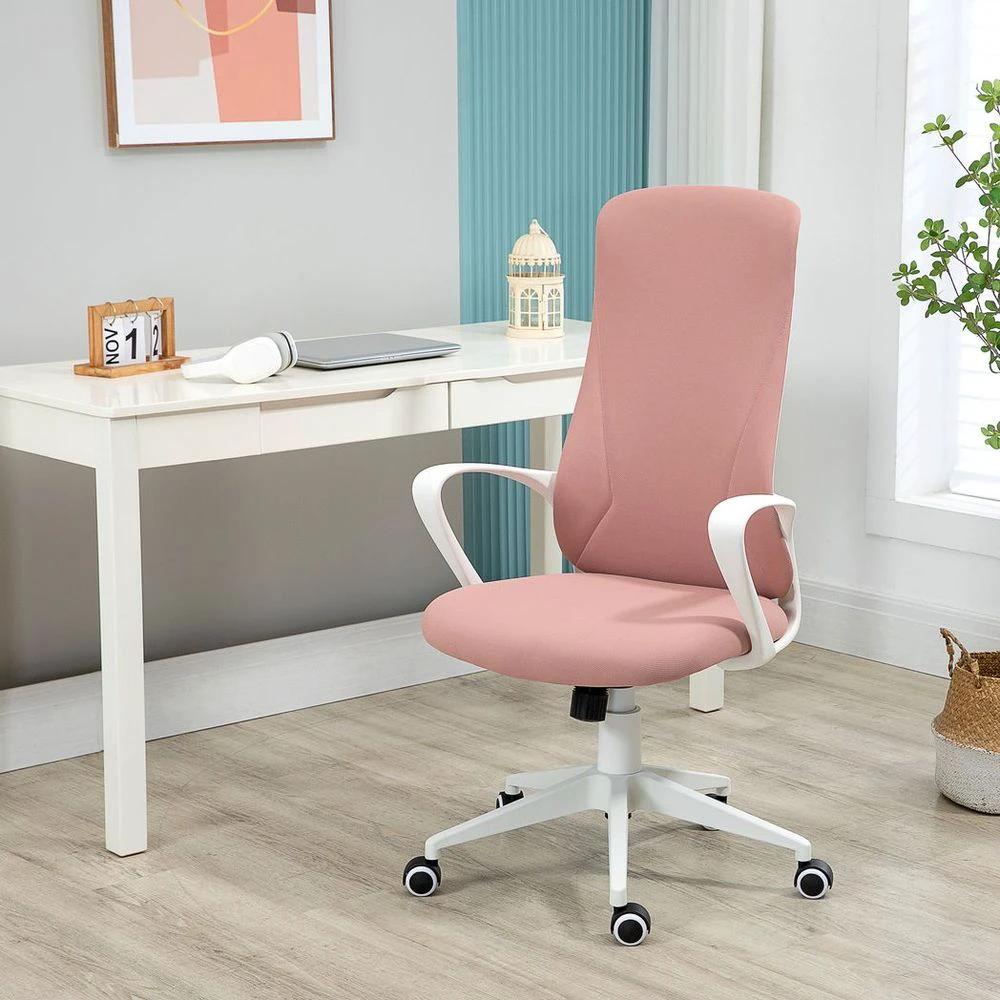 Vinsetto High-Back Home Office Chair Height Adjustable Elastic Desk Chair Pink by Vinsetto