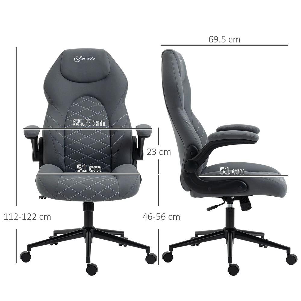 Vinsetto High-Back Home Office Chair w/ Flip Up Armrests Swivel Seat Dark Grey by Vinsetto
