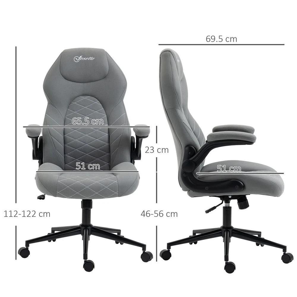Vinsetto Vinsetto High-Back Home Office Chair w/ Flip Up Armrests Swivel Seat Light Grey - Office Chair