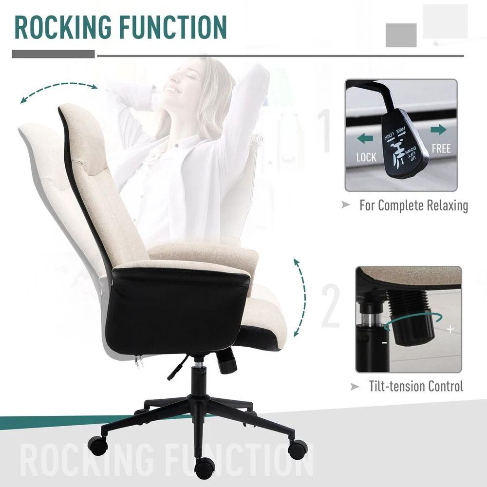 Vinsetto High-Back Office Chair Computer Desk Chair with Tilt Function Beige by Vinsetto