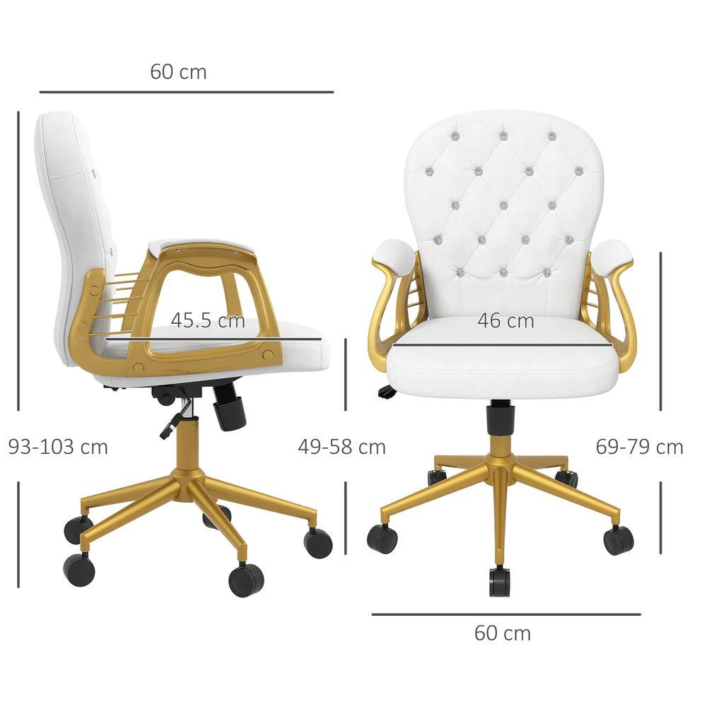 Vinsetto Vinsetto Home Office Chair Button Tufted Desk Chair with Swivel Wheels White - Office Chair