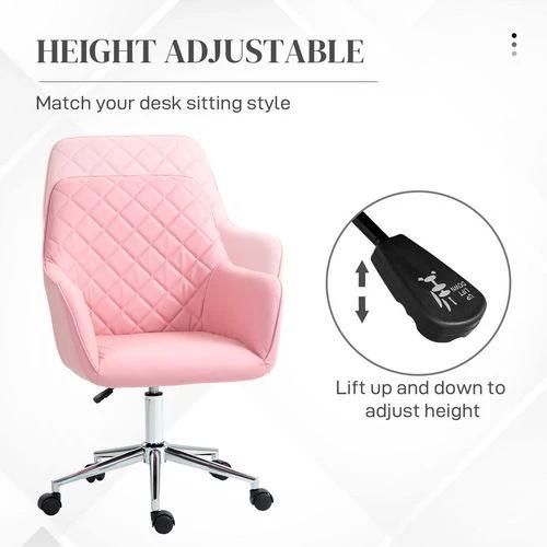 Vinsetto Vinsetto Home Office Chair Leather-Feel Fabric Swivel Chair with Armrests Pink - Office Chair