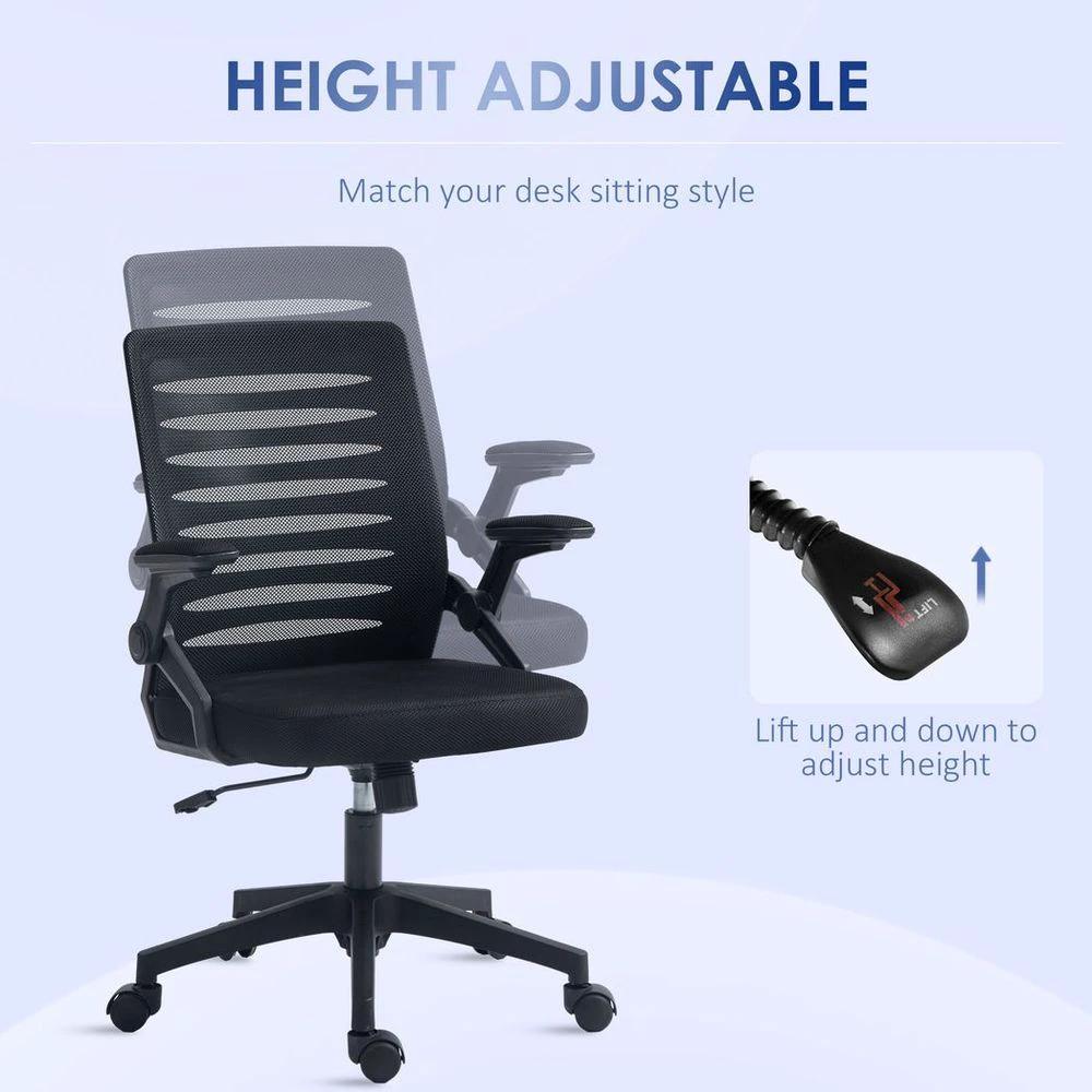 Vinsetto Mesh Office Chair Home Swivel Task Chair w/ Lumbar Support, Arm, Black by Vinsetto