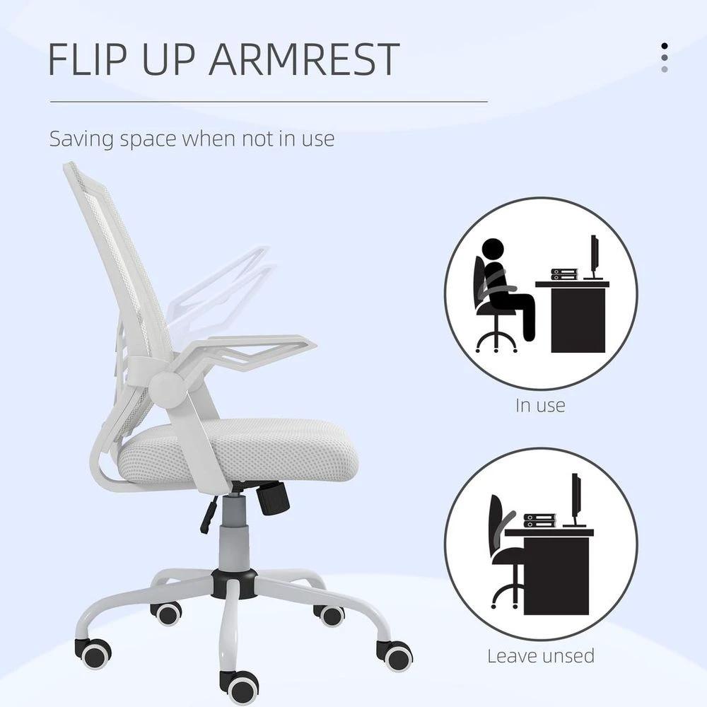 Vinsetto Mesh Swivel Office Chair Task Computer Chair w/ Lumbar Support, White by Vinsetto